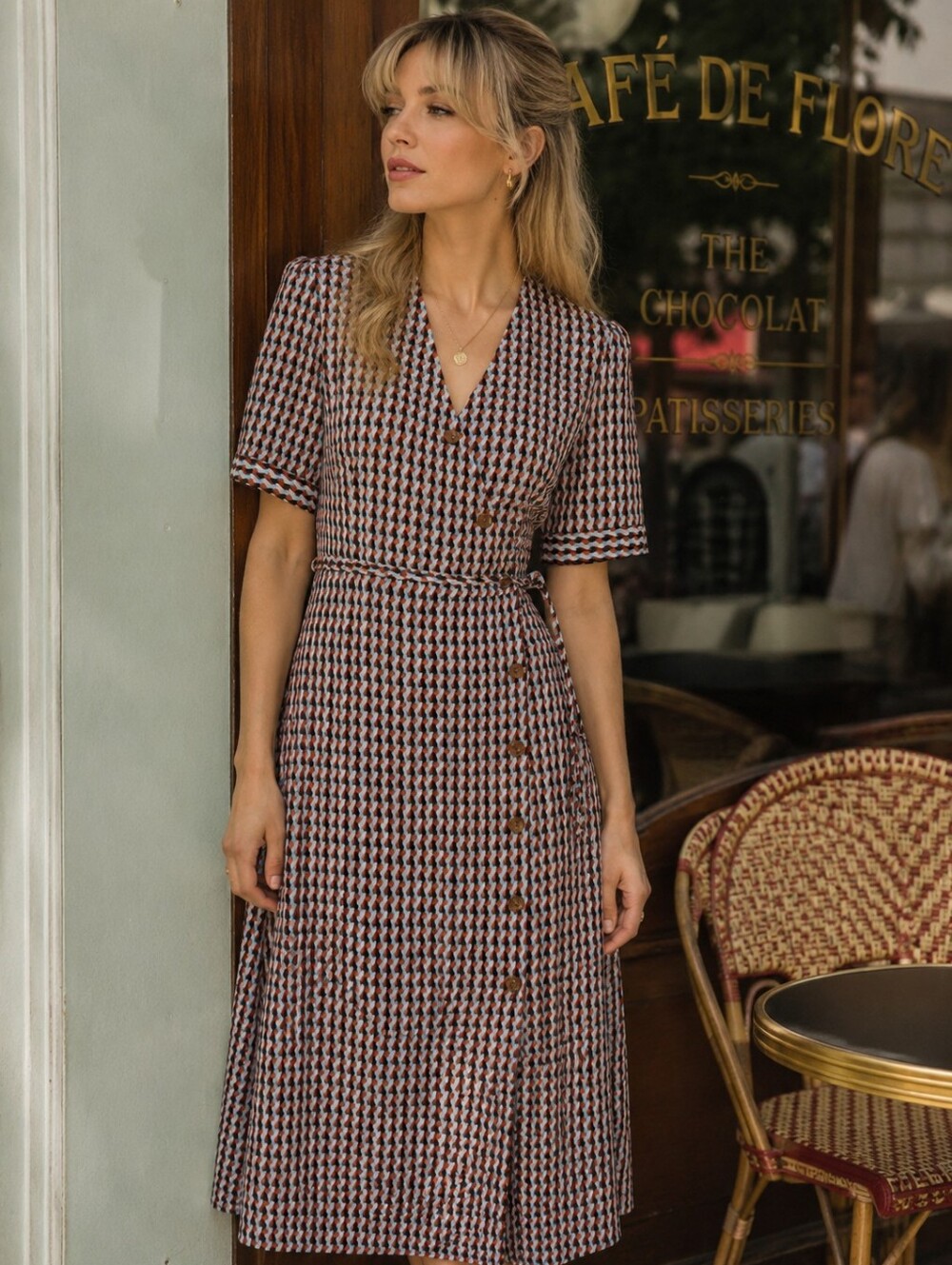 Dress Forum Los Angeles Houndstooth Wrap Dress - Picture 1 of 11
